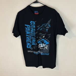 NFL Staple Carolina Panthers Black Cotton  T-shirt Tee Size Large